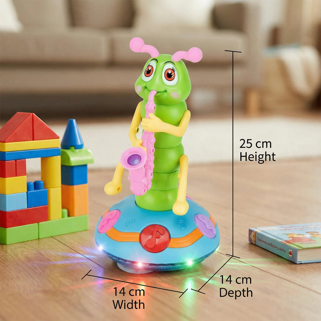 Dancing saxophone caterpillar musical toy with movement
