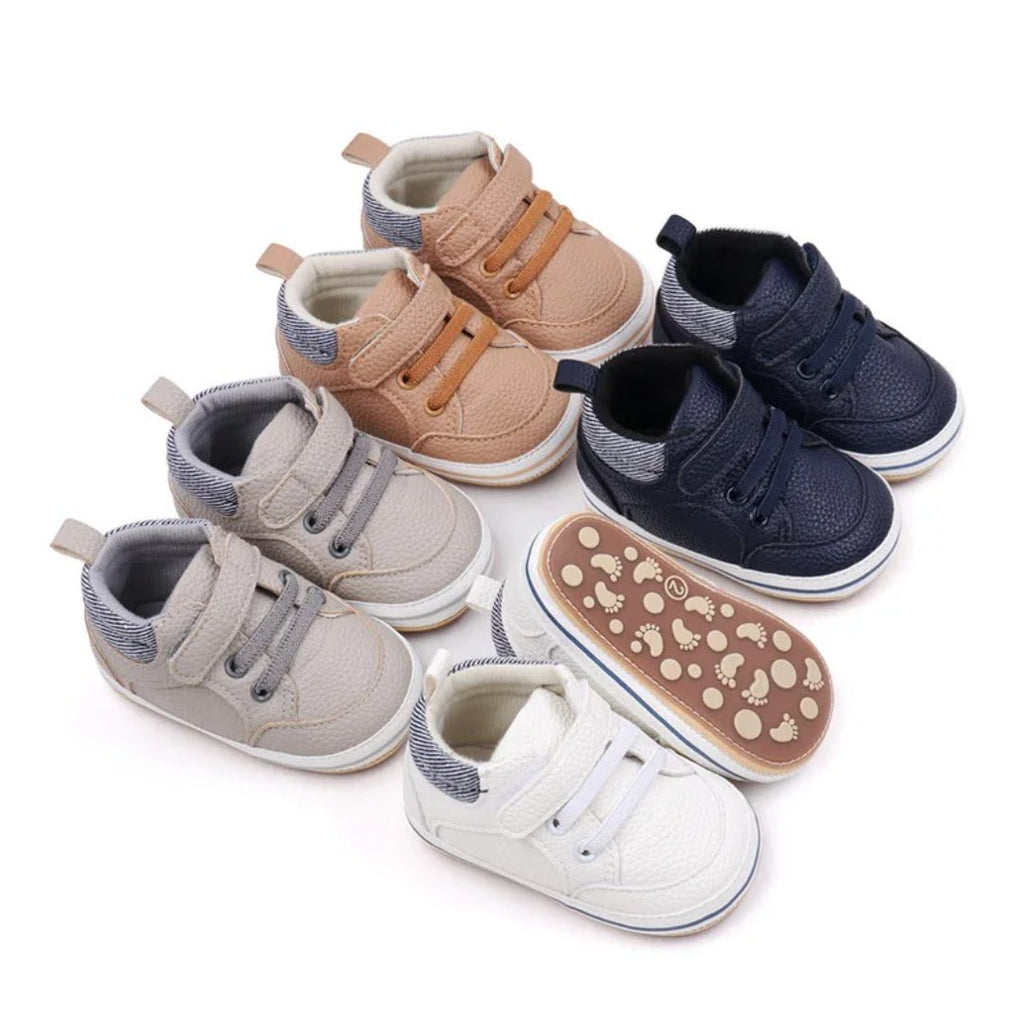 Baby shoes for first steps with soft flexible slip-on sole