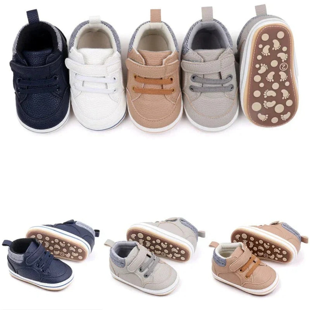 Baby shoes for first steps with soft flexible slip-on sole