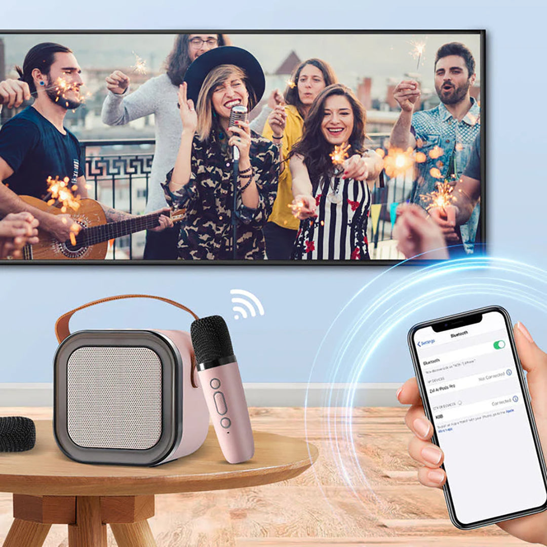 Portable karaoke set for children with microphone and singing function