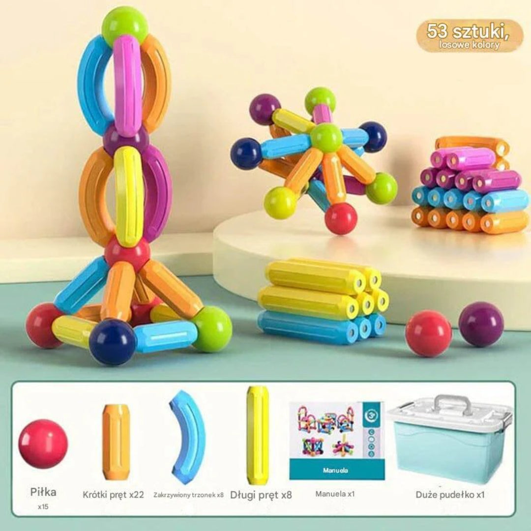 Magnetic construction set with building blocks for children