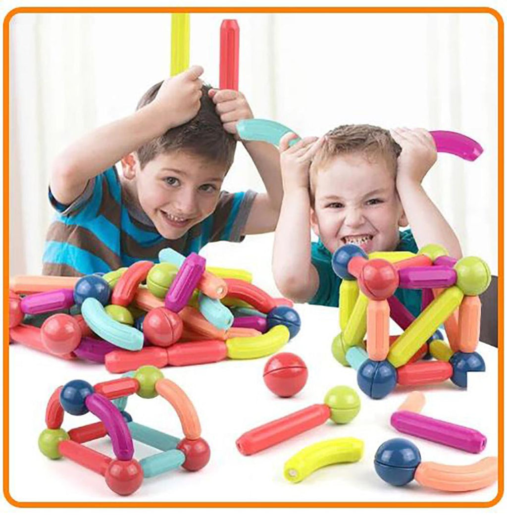Magnetic construction set with sticks and connectors