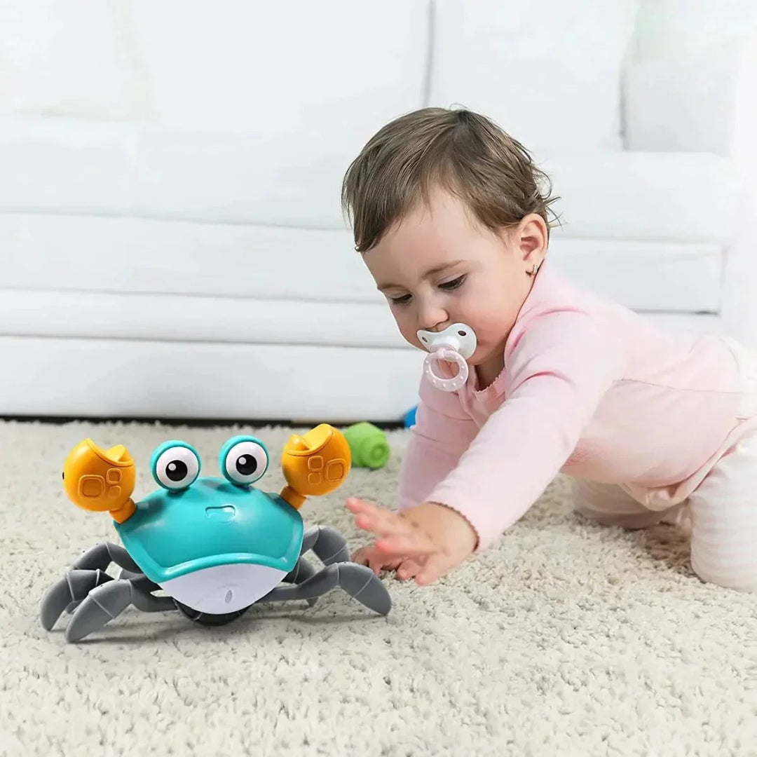 Crawling toy with music and automatic obstacle avoidance sensor