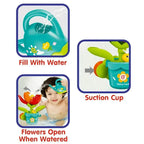 Flower bath toy with fun watering can