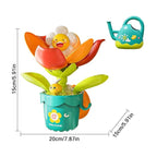 Flower bath toy with fun watering can