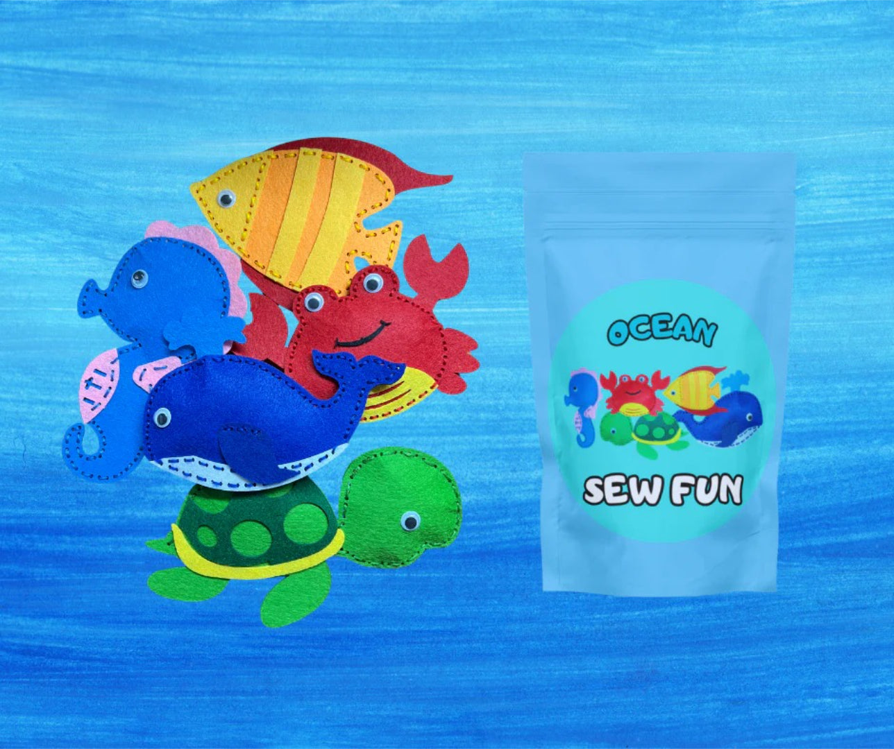 Felt sewing kit with animals DIY sewing project for kids