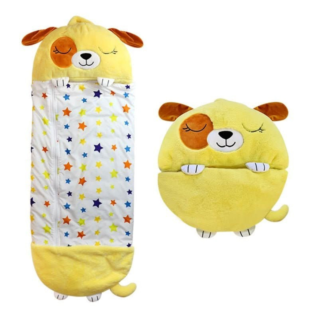 2-in-1 plush sleeping bag with cuddly toy for children