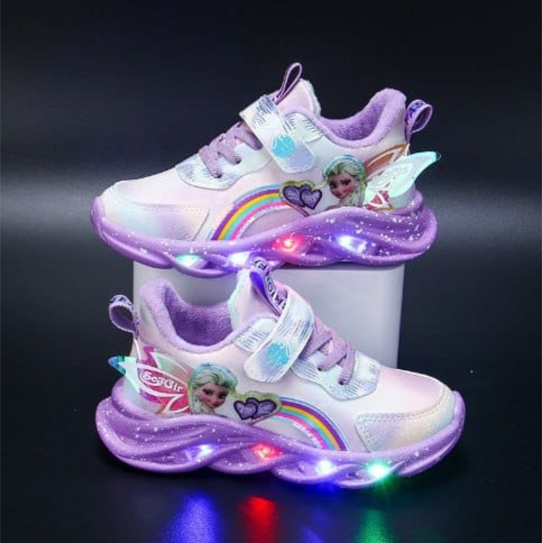 LED sneakers for children with princess print and lights