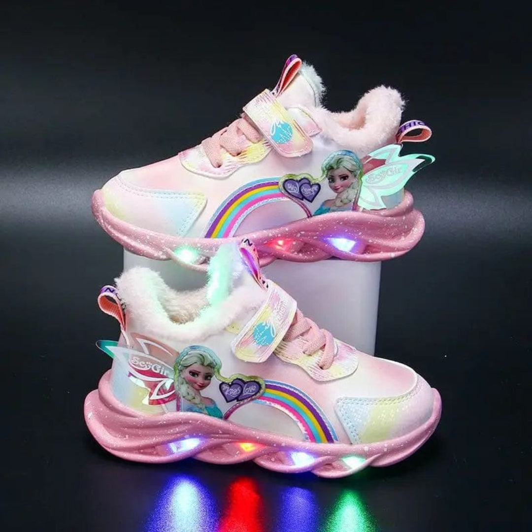 LED sneakers for children with princess print and lights
