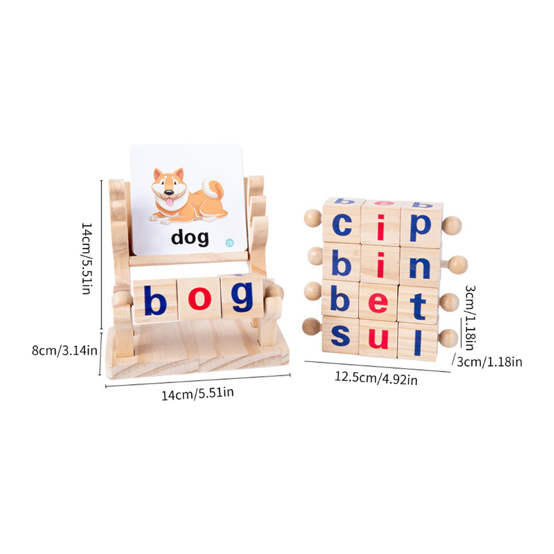 ABC learning with wooden blocks for children