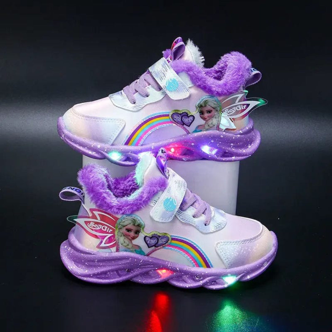 LED sneakers for children with princess print and lights
