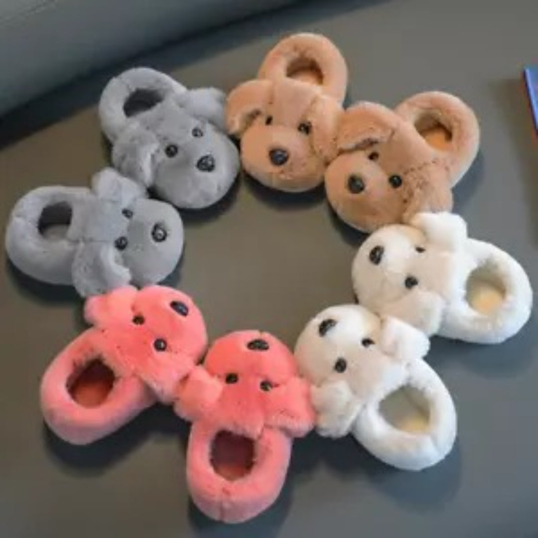 Soft plush slippers for children with non-slip sole