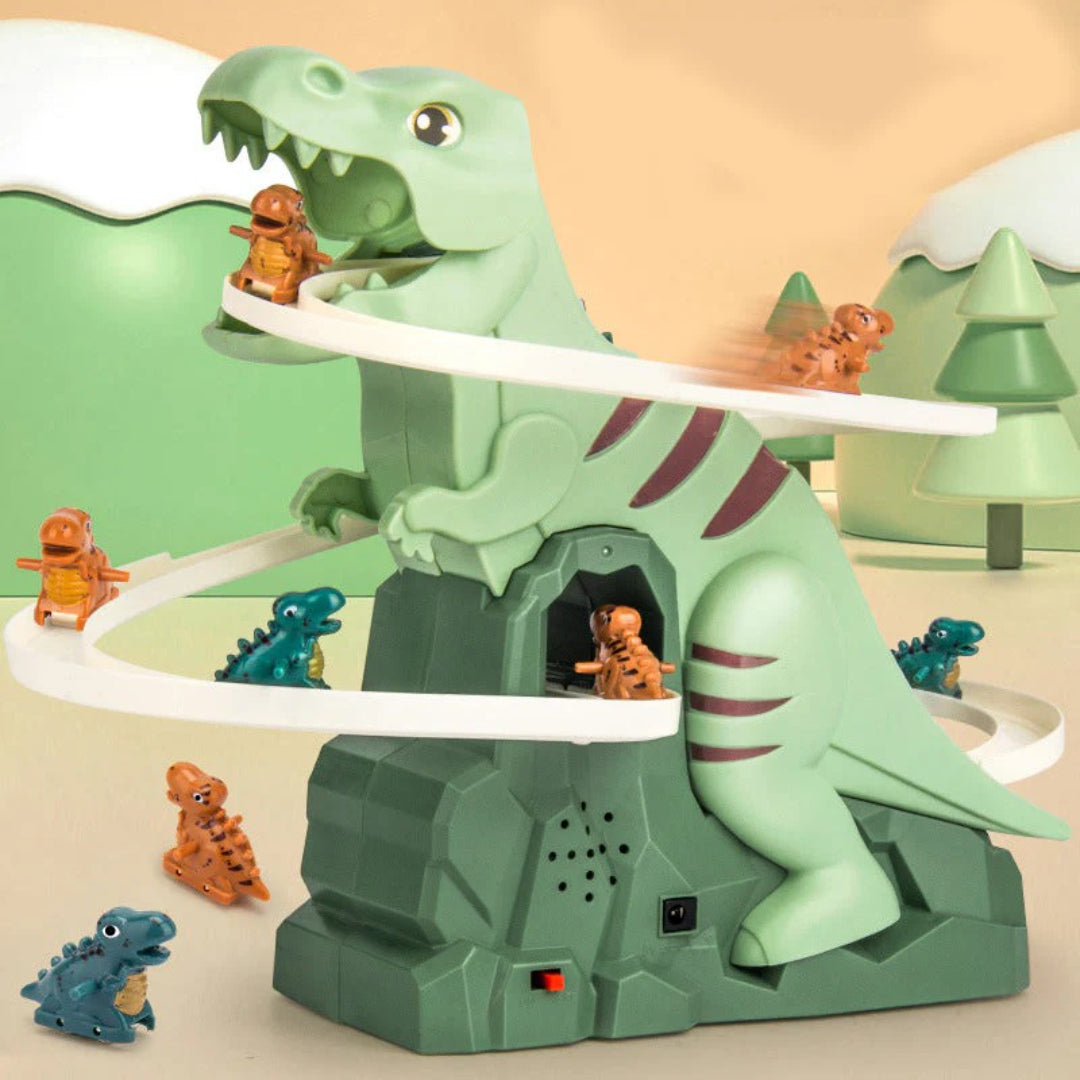 Dinosaur race track with cars and automatic climbing function