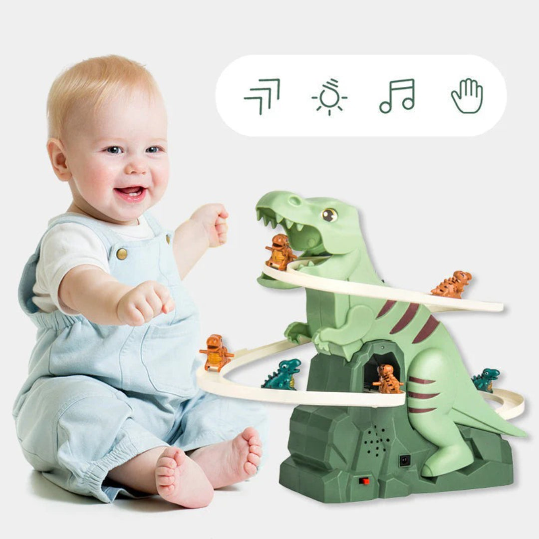 Dinosaur race track with cars and automatic climbing function