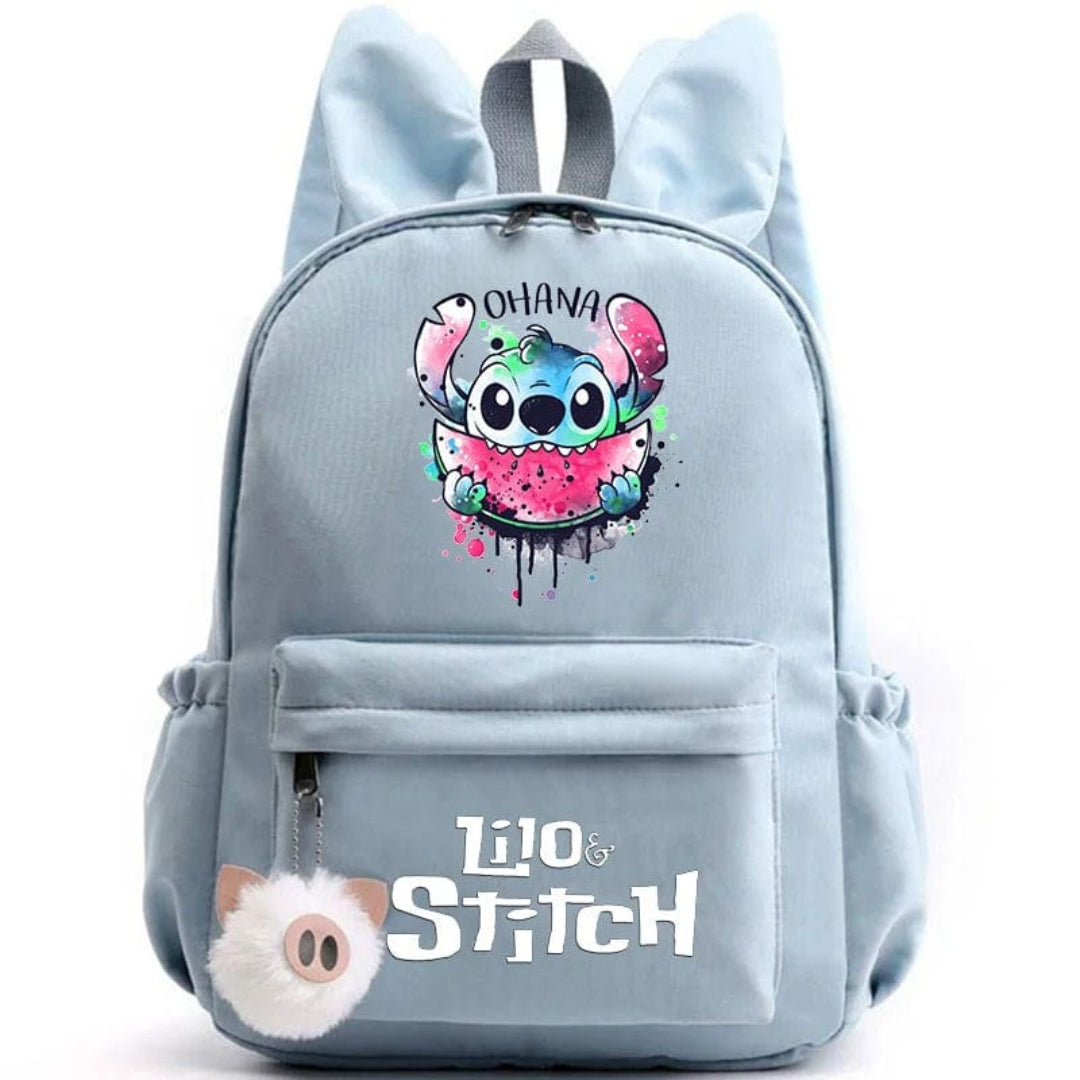 Stitch school backpack for children with keyring