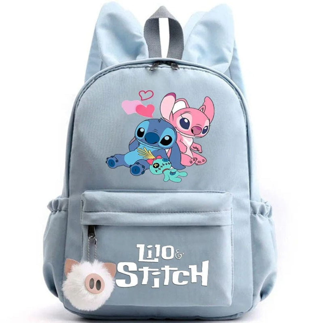 Stitch school backpack for children with keyring