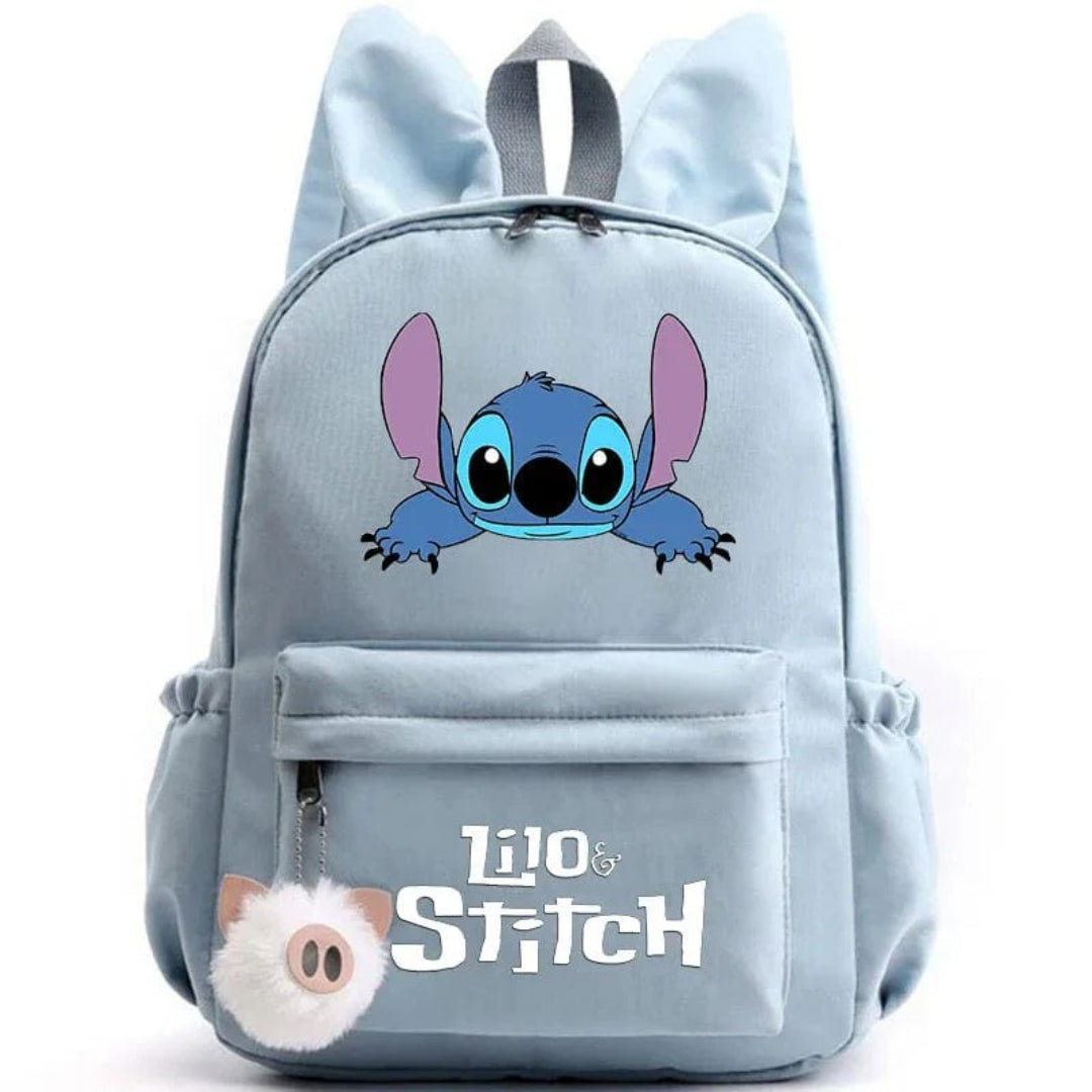Stitch school backpack for children with keyring