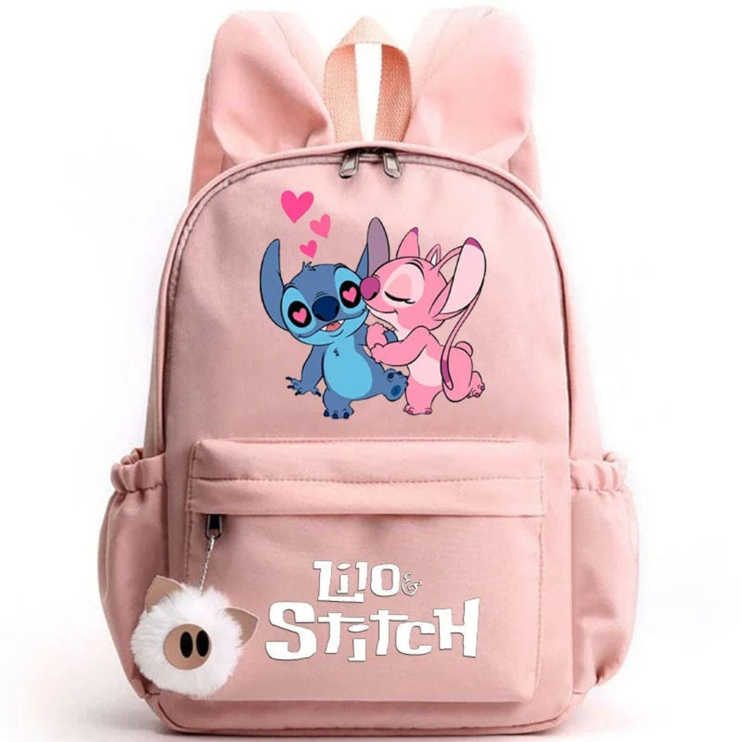 Stitch school backpack for children with keyring