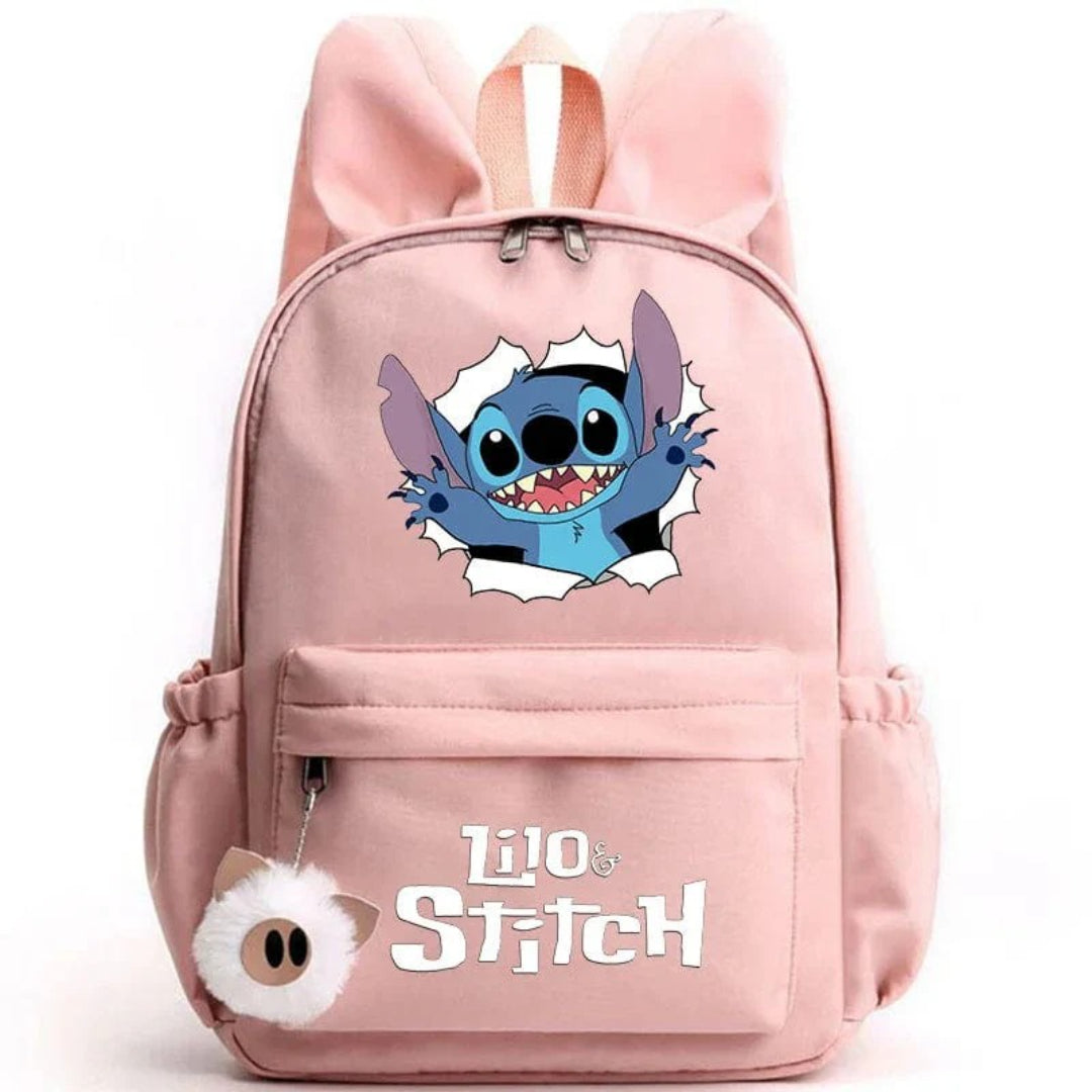 Stitch school backpack for children with keyring