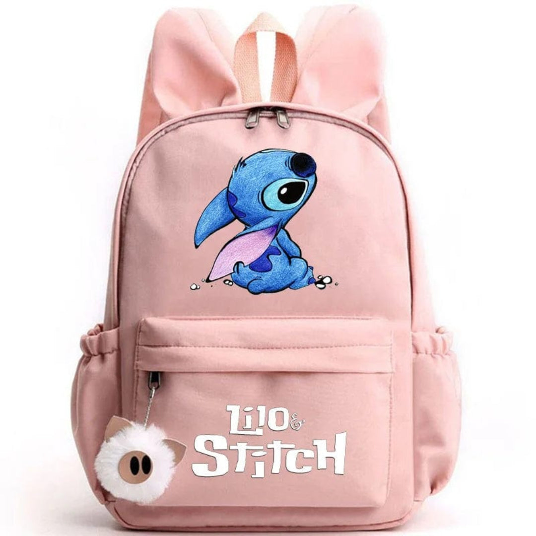 Stitch school backpack for children with keyring