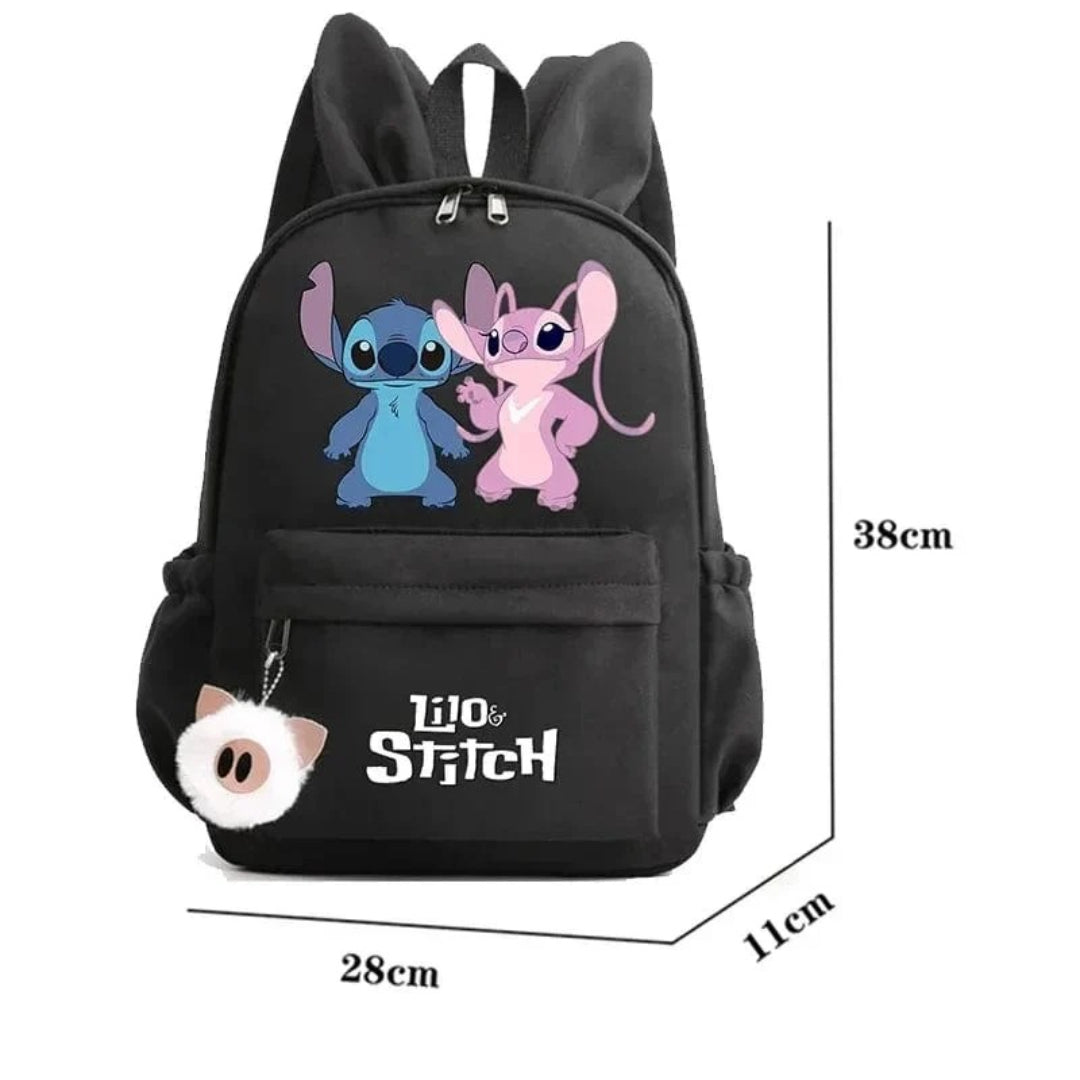 Stitch skolerygsæk til børn med nøglering
