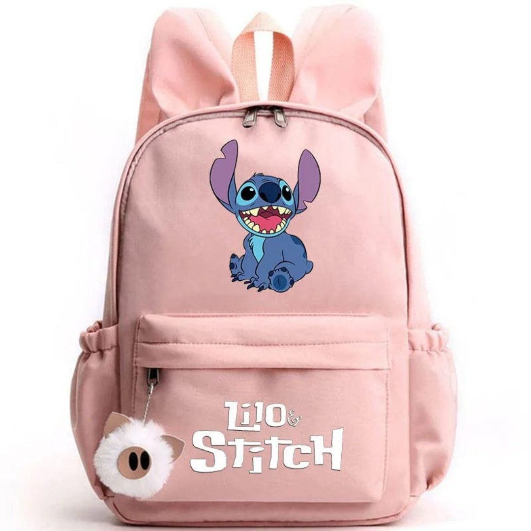 Stitch school backpack for children with keyring