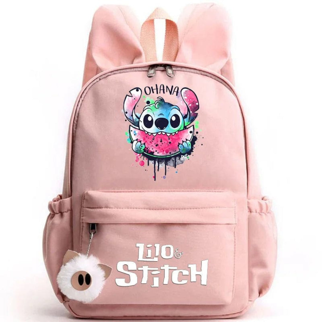 Stitch school backpack for children with keyring