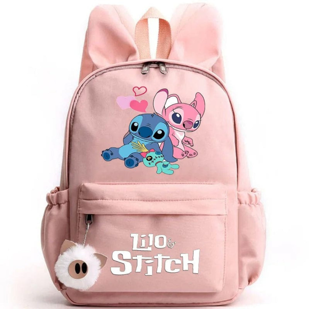Stitch skolerygsæk til børn med nøglering