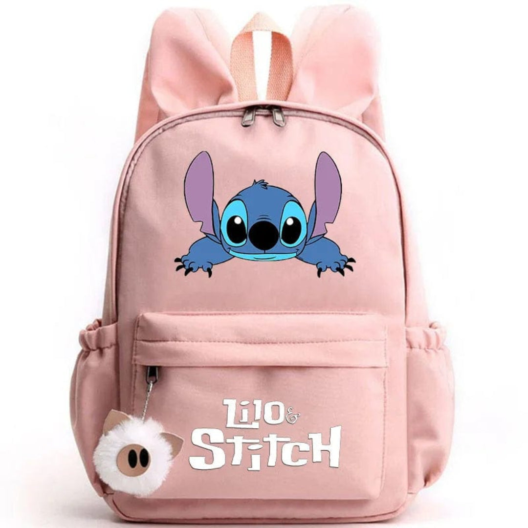 Stitch school backpack for children with keyring