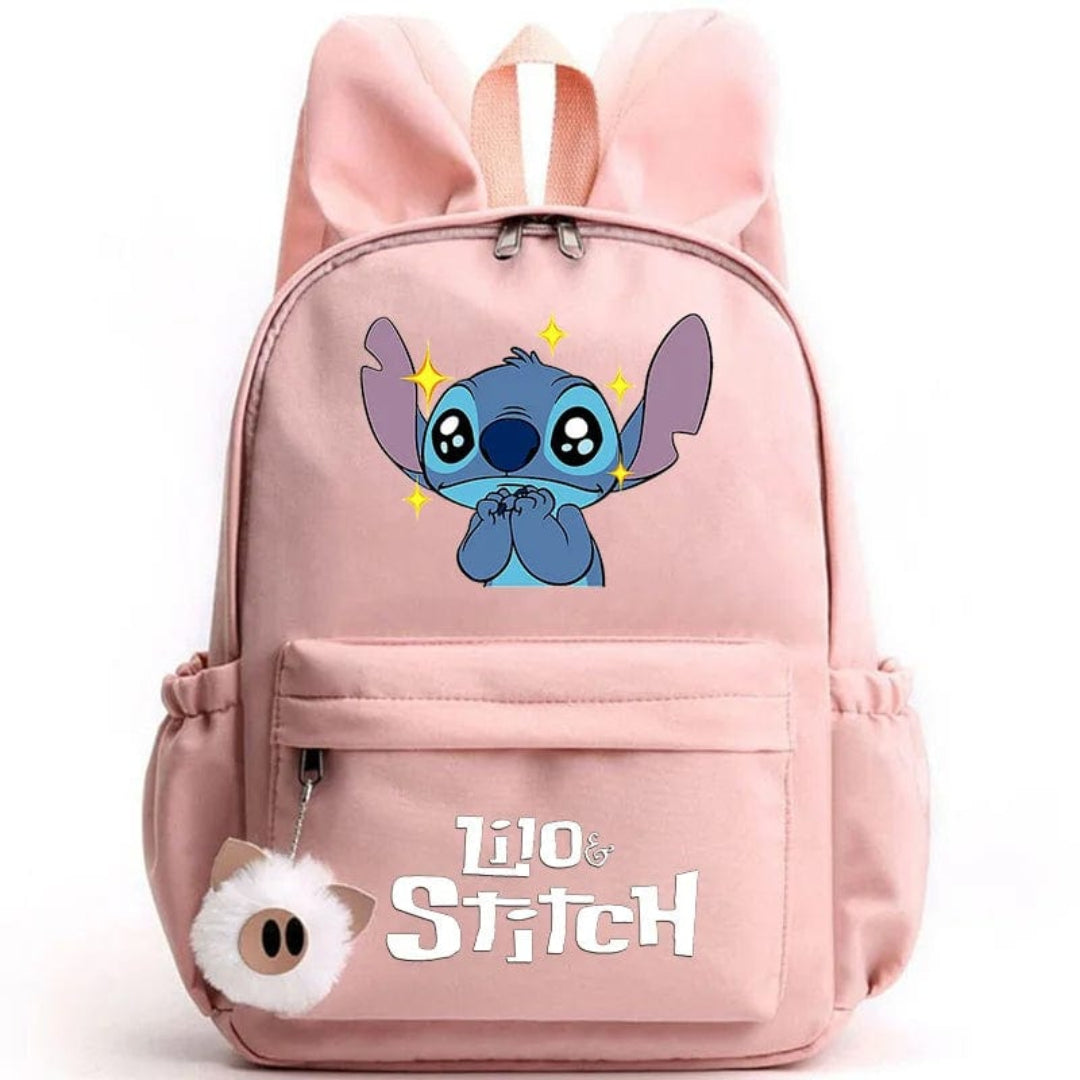 Stitch school backpack for children with keyring