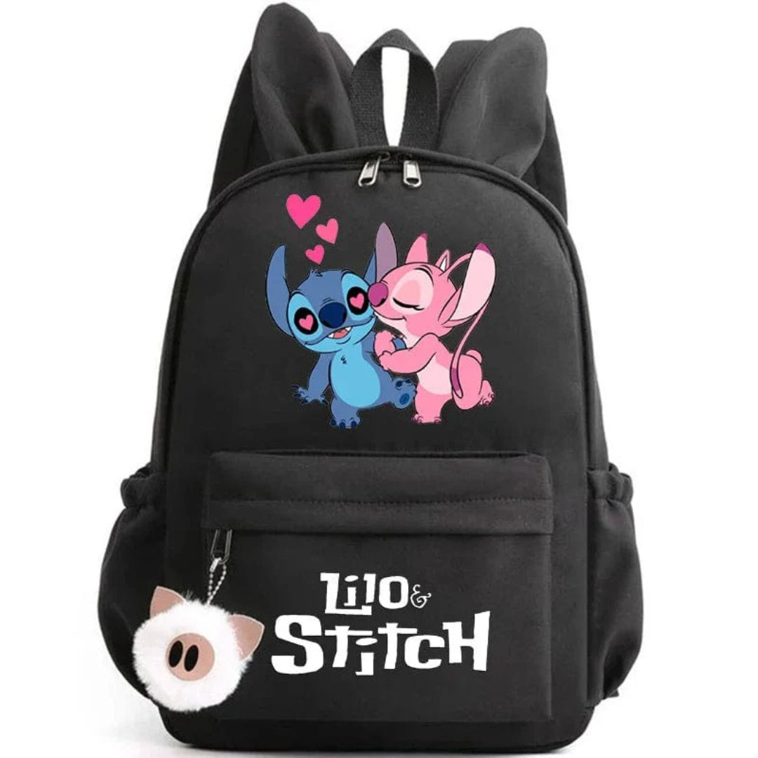 Stitch school backpack for children with keyring