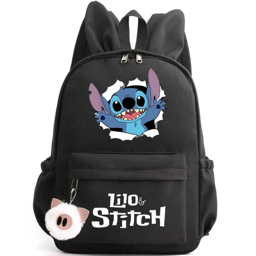 Stitch school backpack for children with keyring