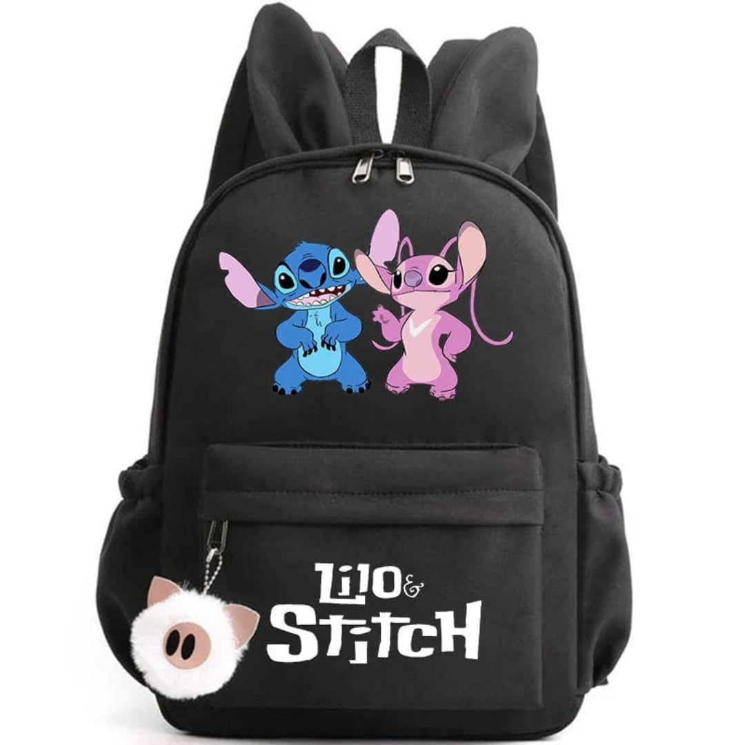 Stitch school backpack for children with keyring