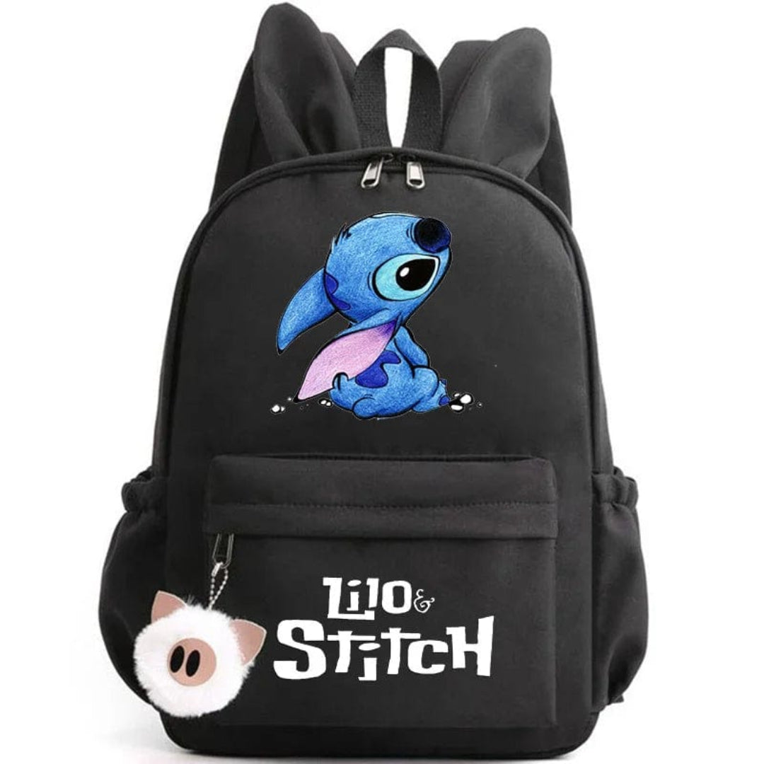 Stitch school backpack for children with keyring