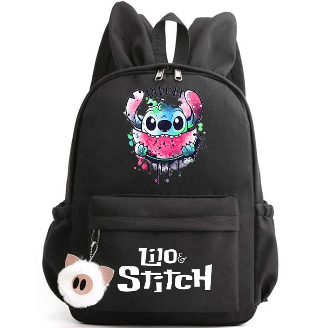 Stitch school backpack for children with keyring