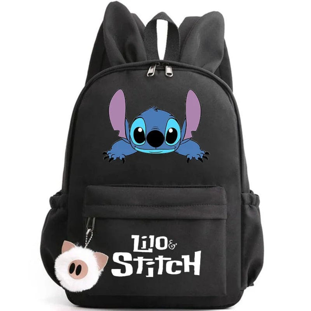 Stitch school backpack for children with keyring