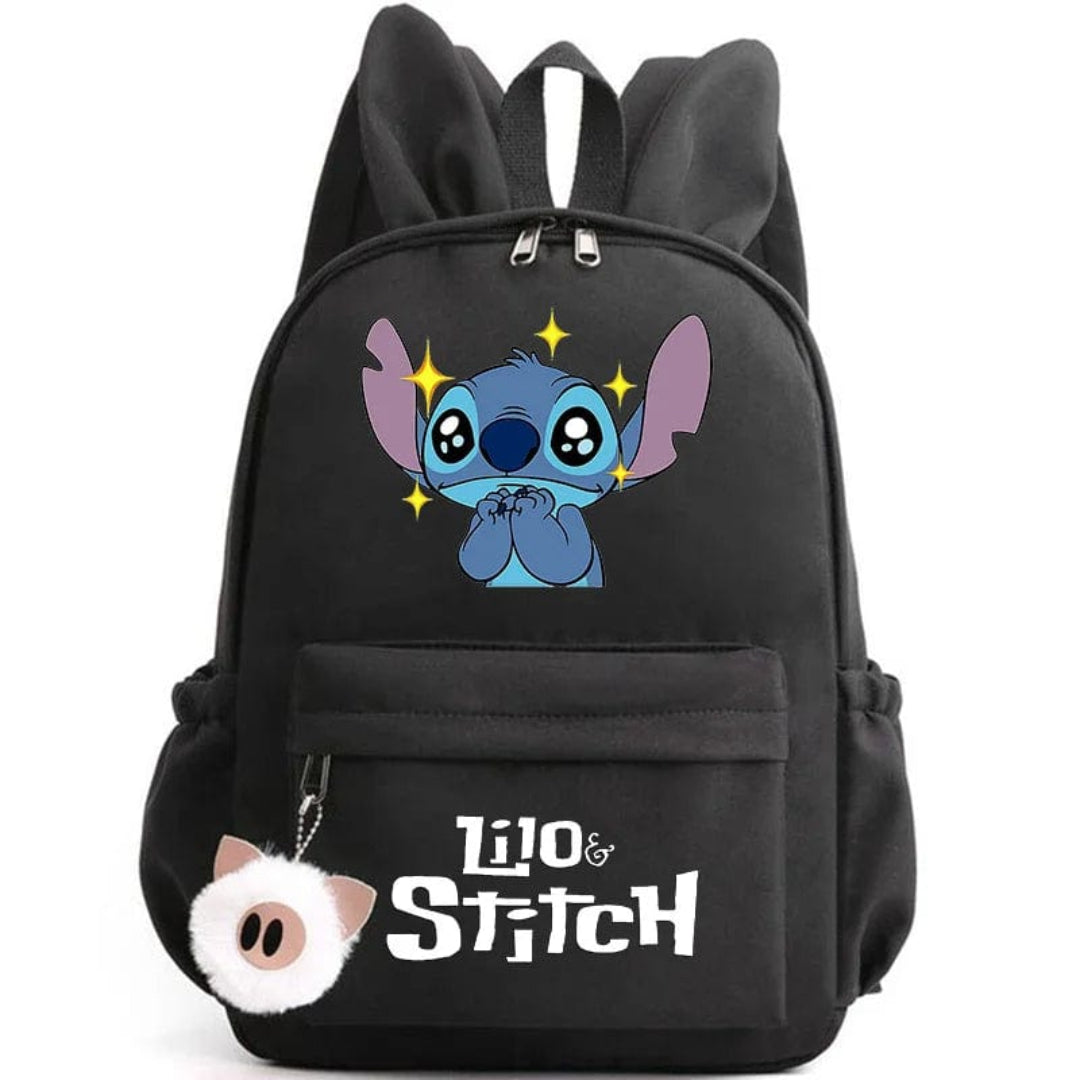 Stitch school backpack for children with keyring