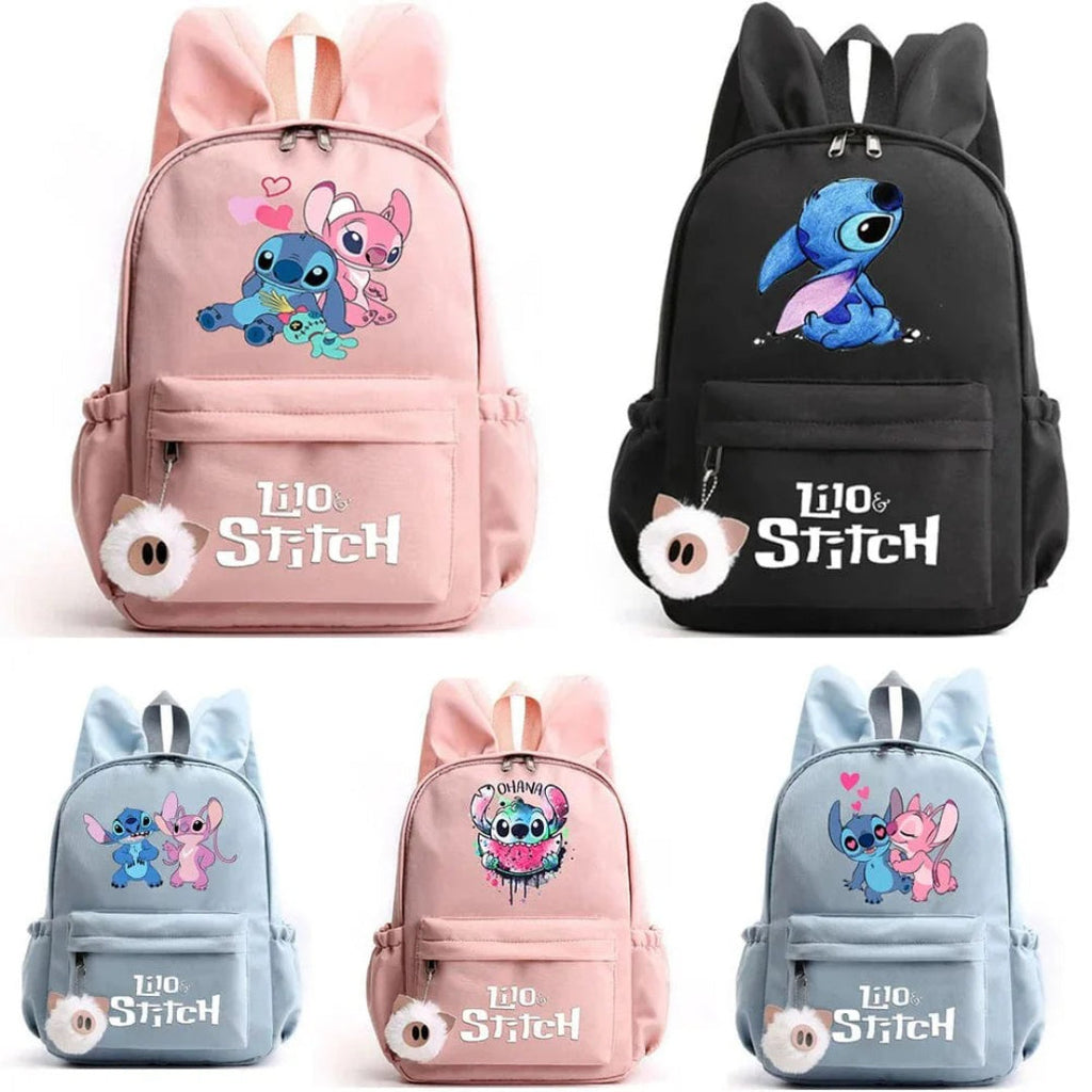 Stitch skolerygsæk til børn med nøglering