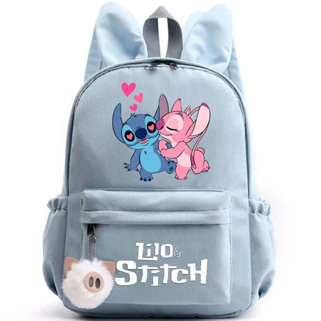 Stitch school backpack for children with keyring
