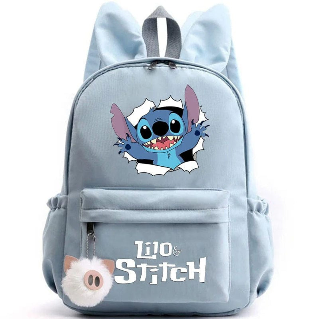 Stitch school backpack for children with keyring