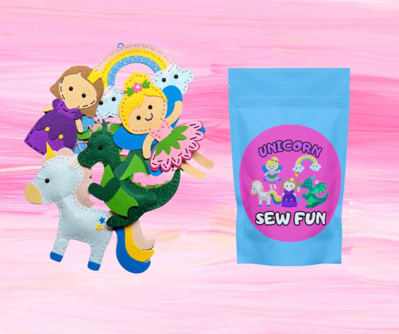 Felt sewing kit with animals DIY sewing project for kids