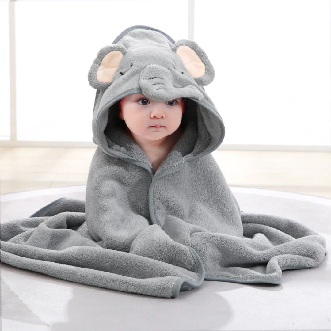 Baby bath towel in soft absorbent material