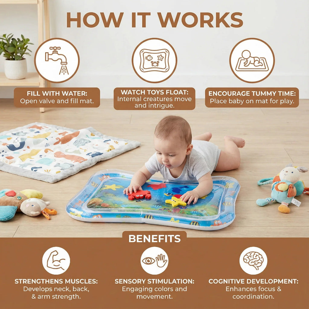 Sensory water mat for babies for tummy time