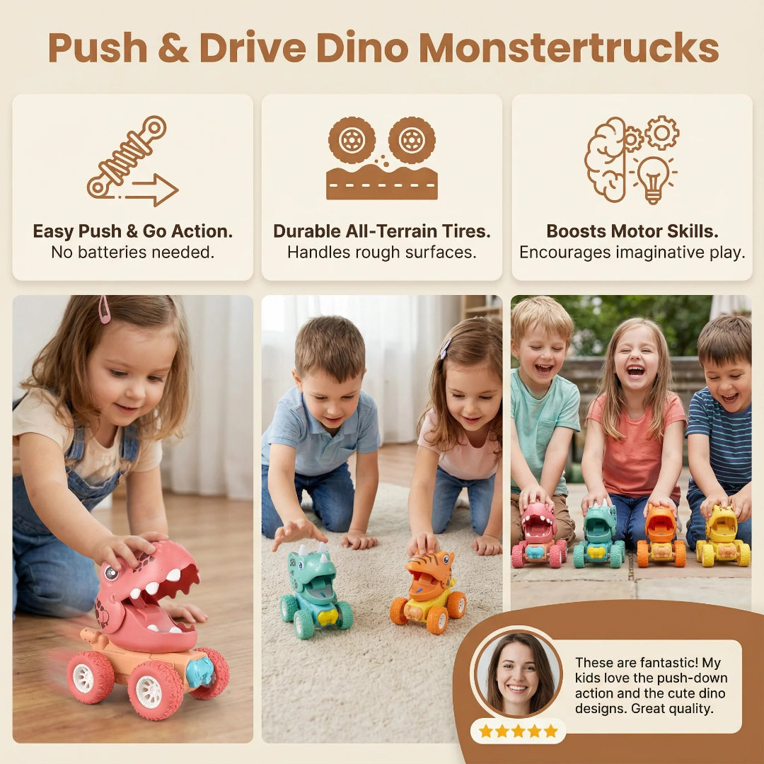Dinosaur monster truck friction-powered toy car