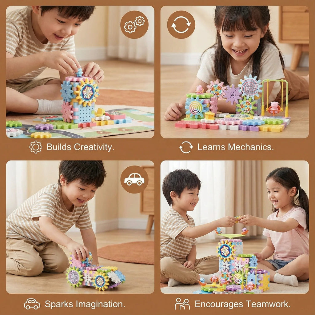 Building set with small houses for children construction toy