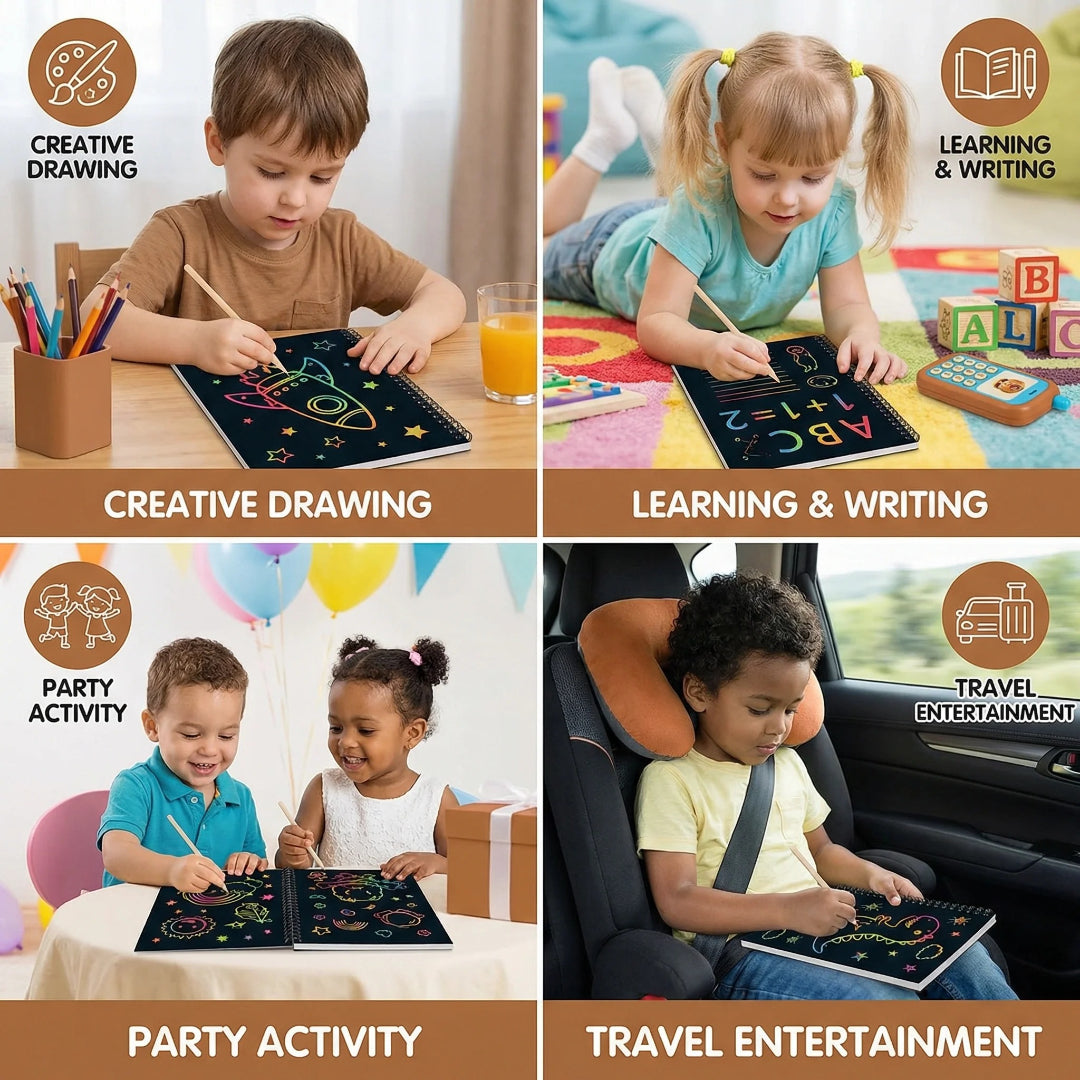 Skrabepapir sæt magiske tegneark til børn