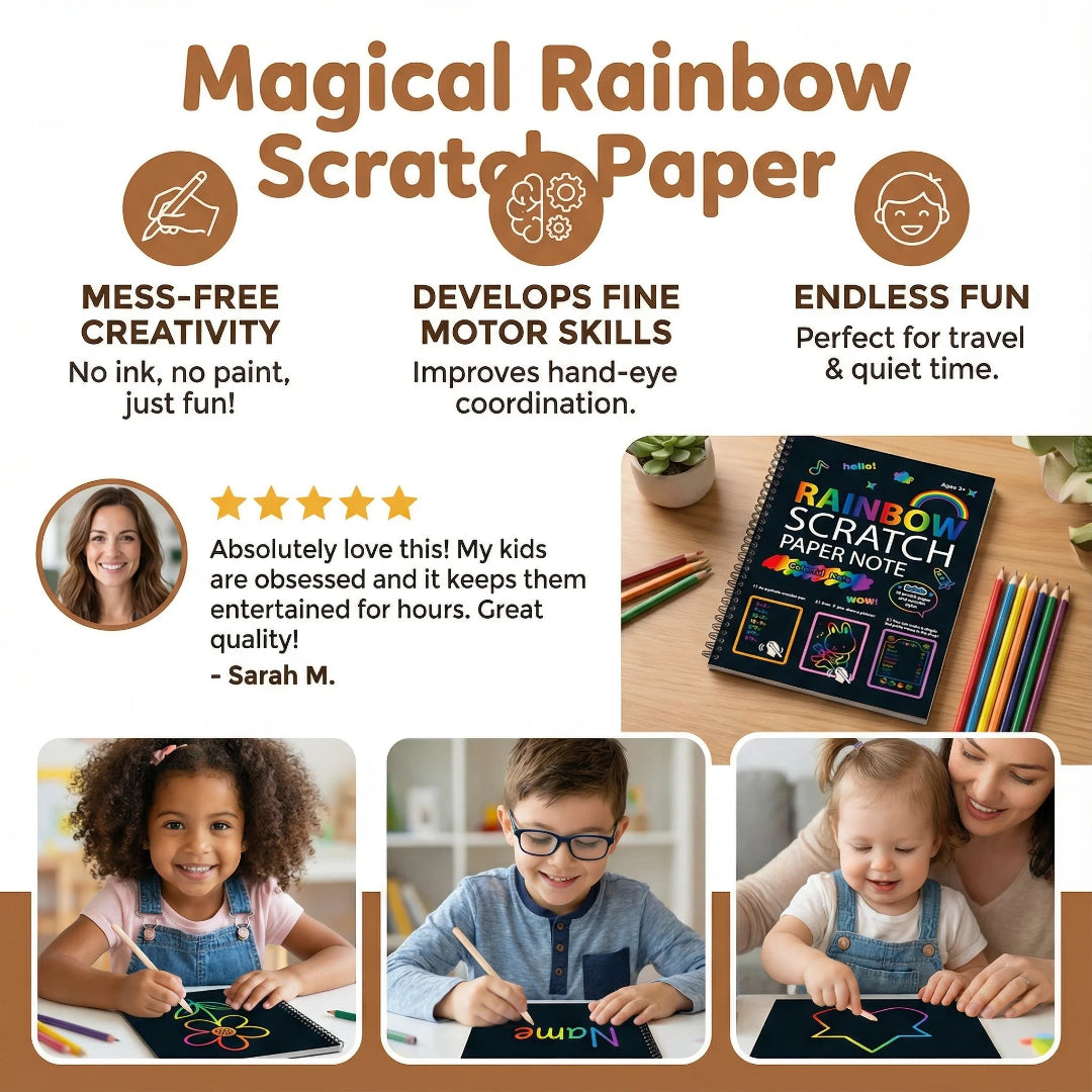 Skrabepapir sæt magiske tegneark til børn