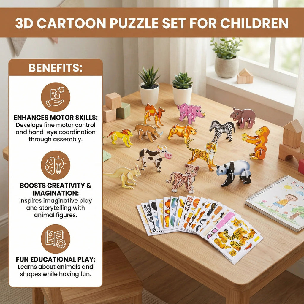 3D Cartoon Puzzle Building Toys for Kids
