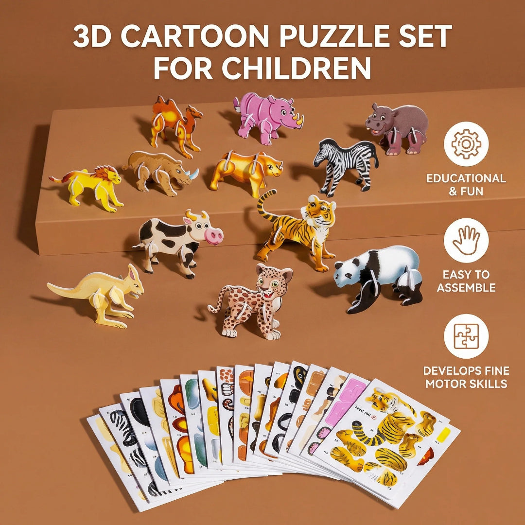 3D Cartoon Puzzle Building Toys for Kids